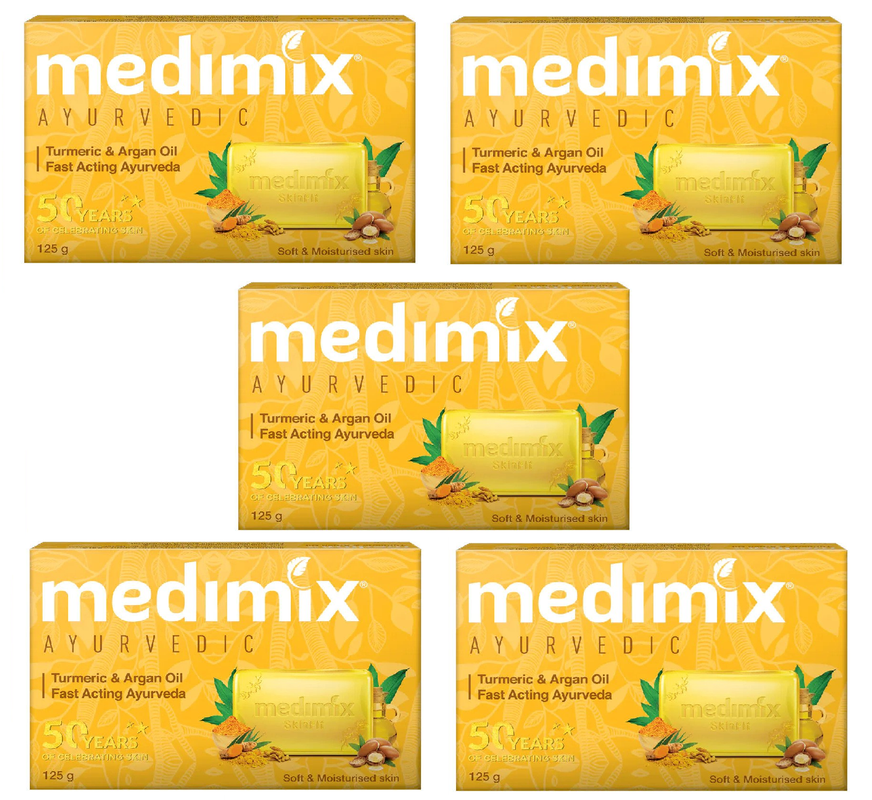 Medimix - Ayurvedic Turmeric And Argan Oil Soap - Pack of 5 - 125 gm