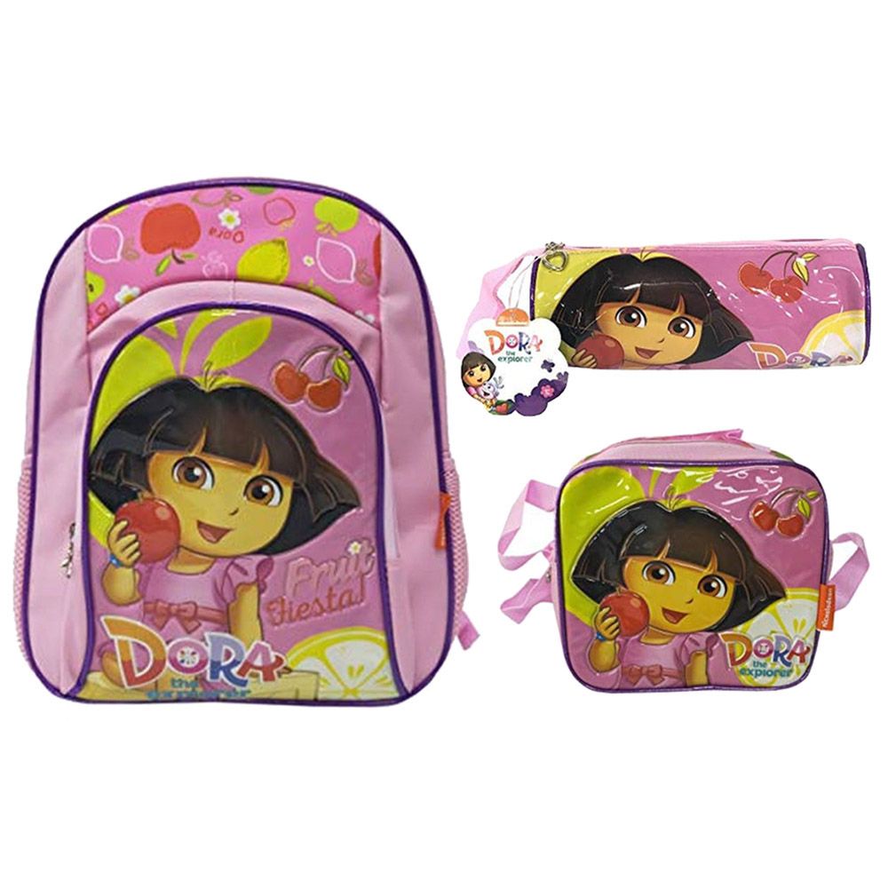 Dora The Explorer - School Backpack - 16-Inch, Lunch Bag And Pencil Bag Set