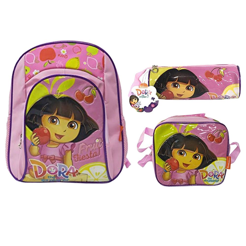 Dora The Explorer - School Backpack - 14-Inch, Lunch Bag And Pencil Bag Set