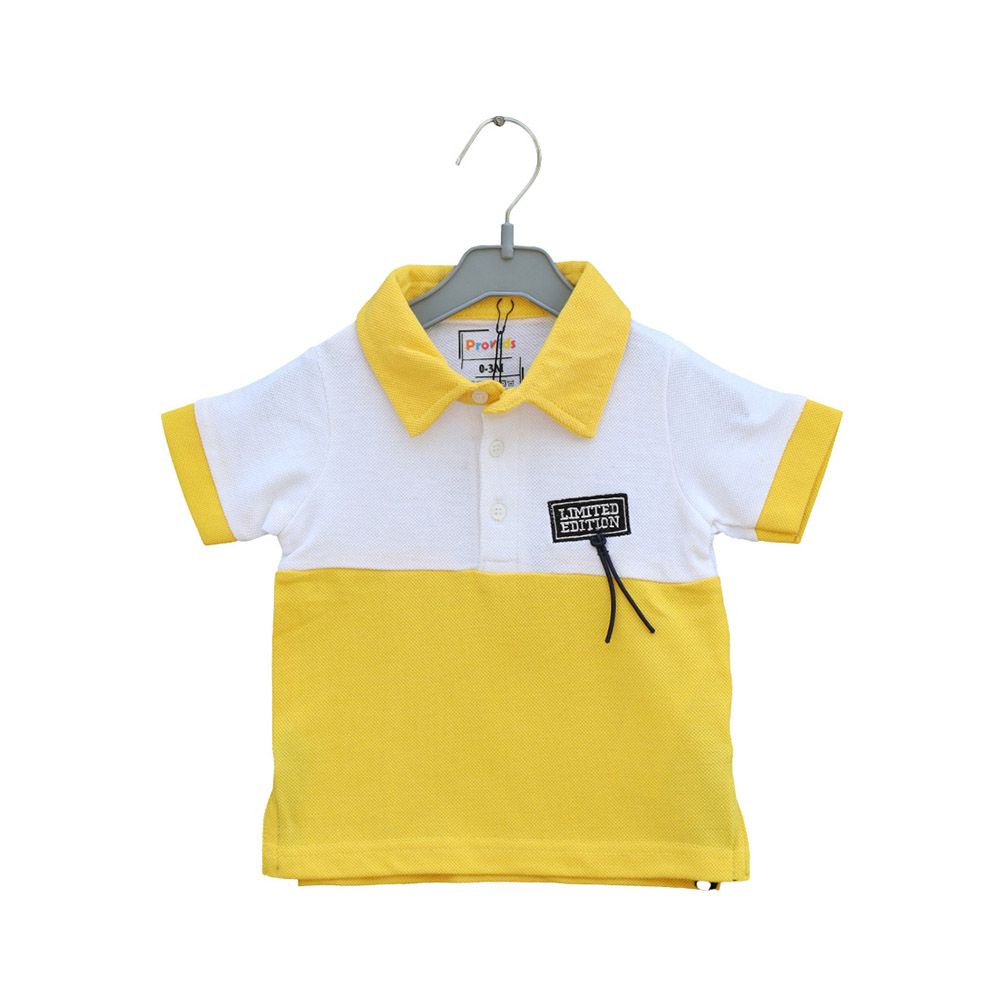 Prokids - Baby Button Up White And Yellow Polo Shirt