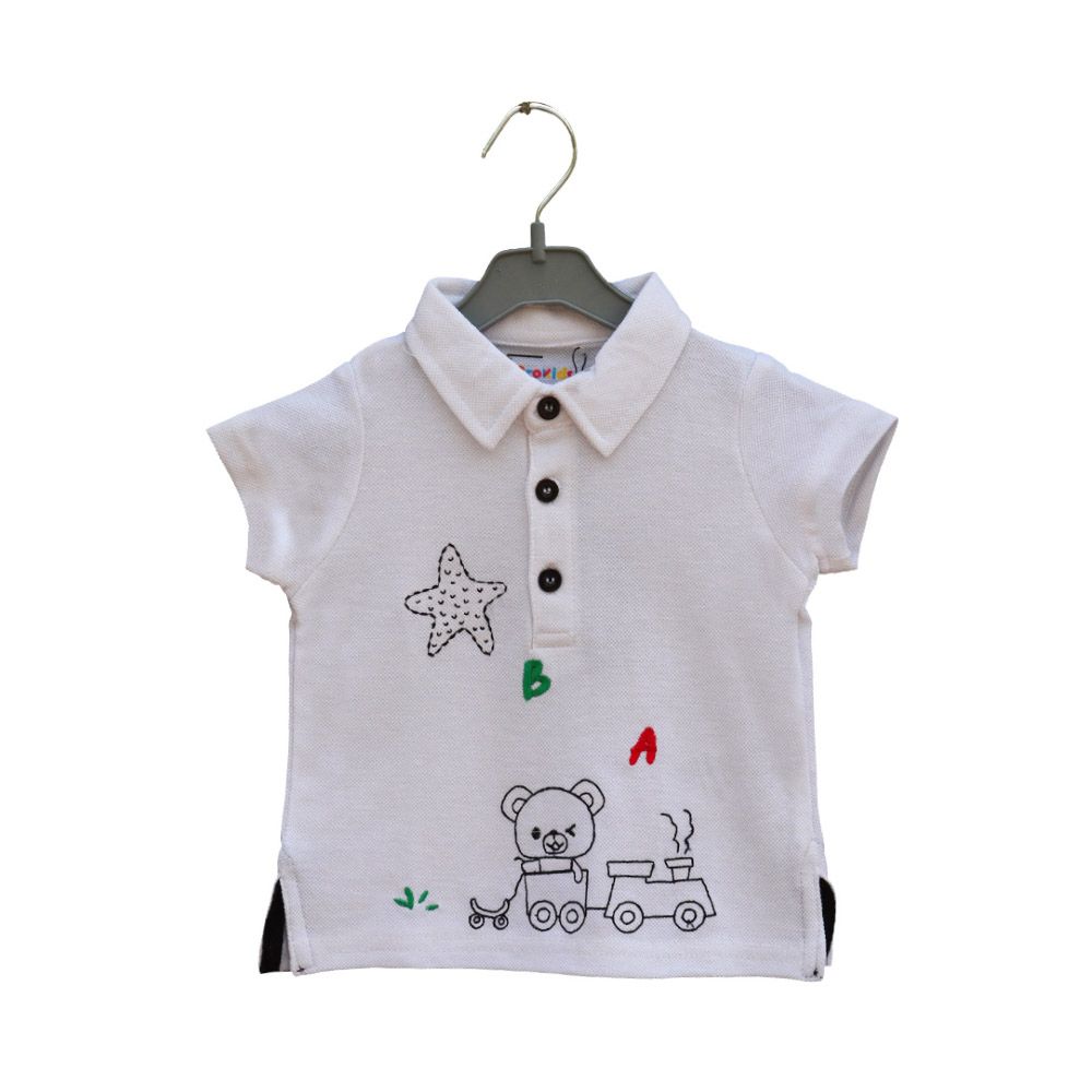 Prokids - Baby Button Up Polo Shirt -  Off White