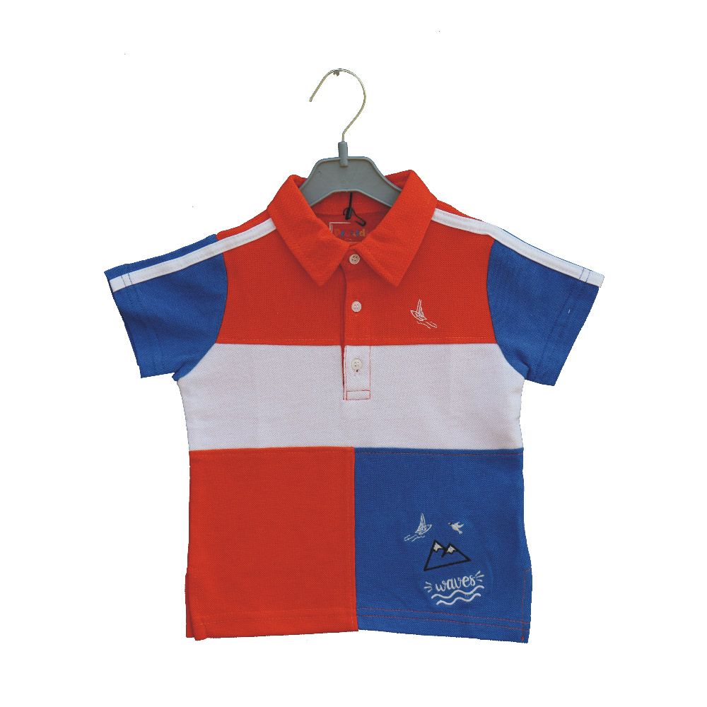 Prokids - Baby Button Up Polo Shirt - Red/Blue/White