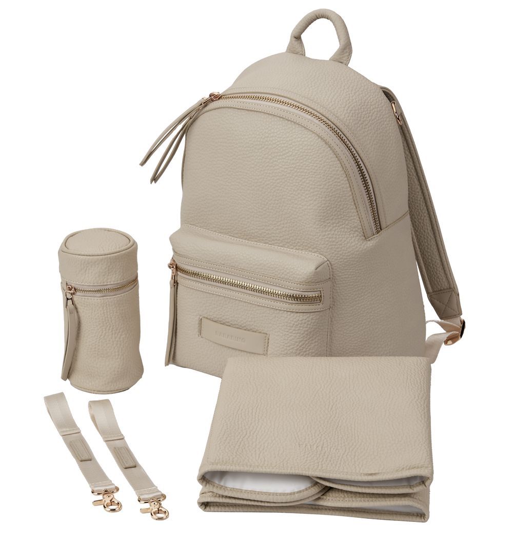 BabaBing - Luca Tumble Leather Changing Backpack - Sand