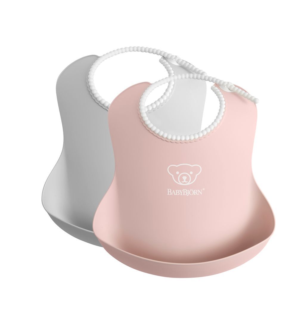 Babybjorn - Baby Bib - Grey/Powder Pink - 2 Pcs