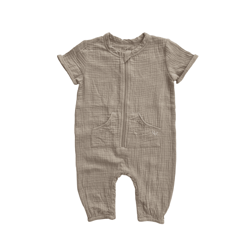 Next of Kin - Orian Muslin Zippy Jumpsuit - Biscuit