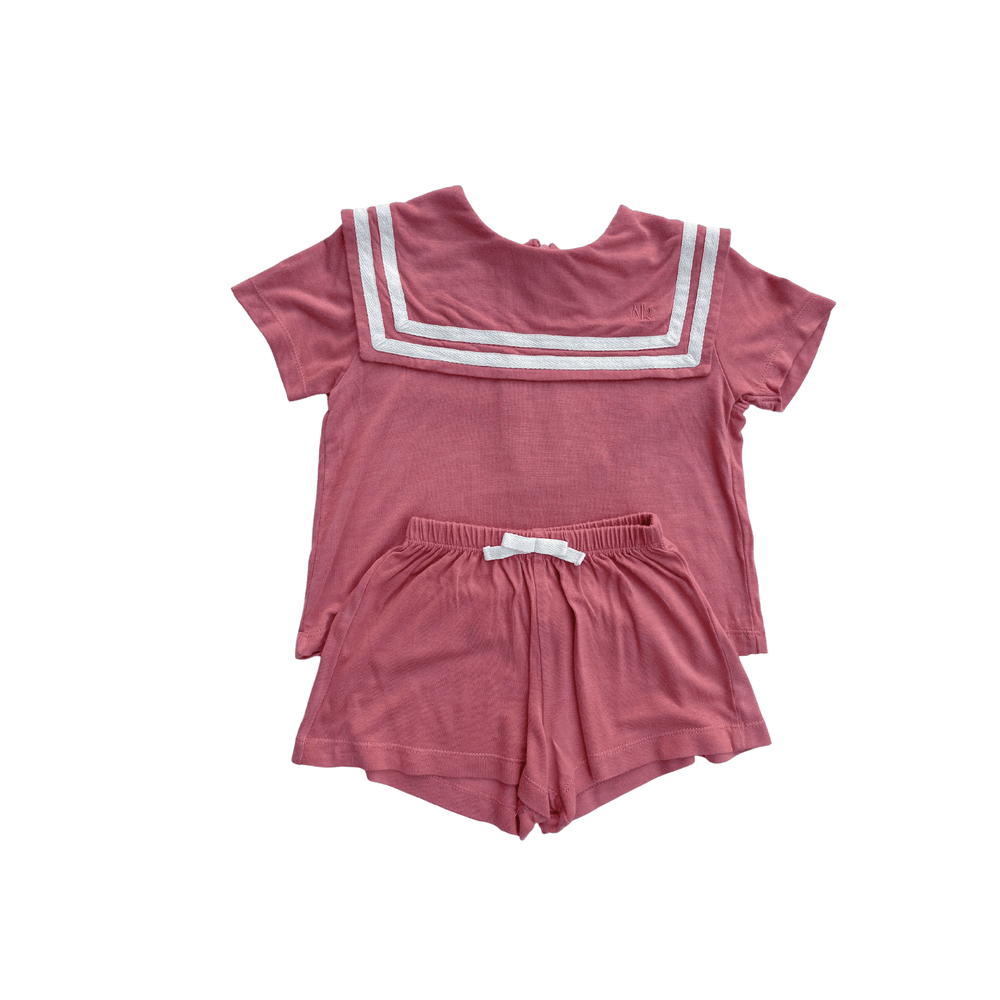 Next of Kin - Sidney Sailor Tshirt and Short Set - Dusty Pink