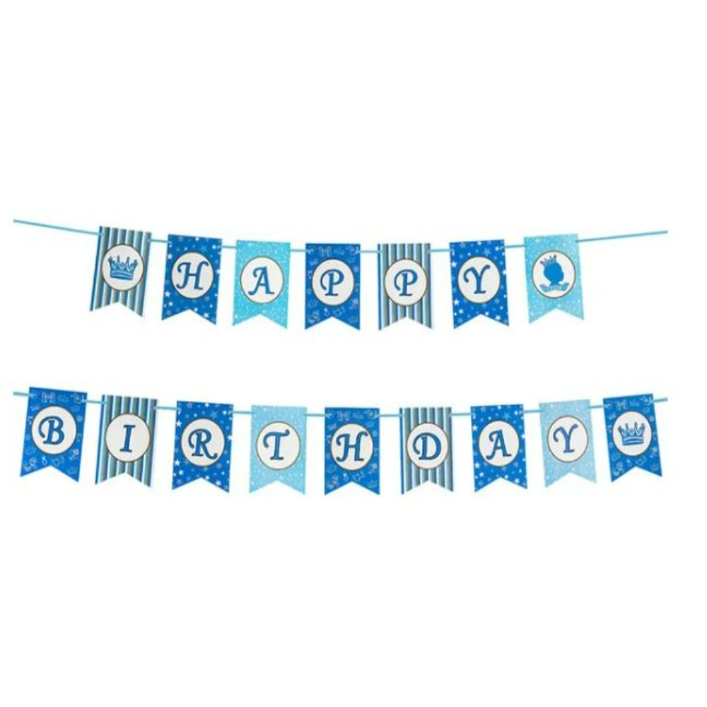 Funfiniti - Prince Happy Birthday Banner - Blue