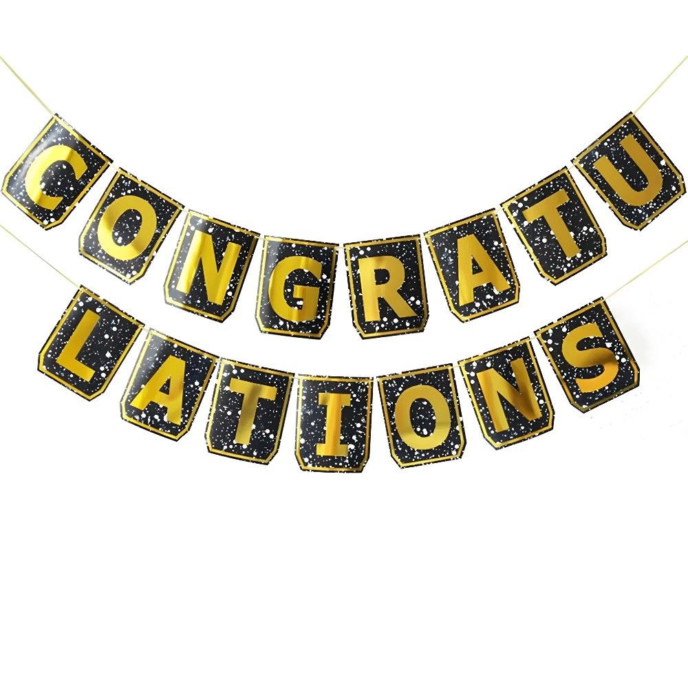 Funfiniti - Congratulation Banner - Black/Gold