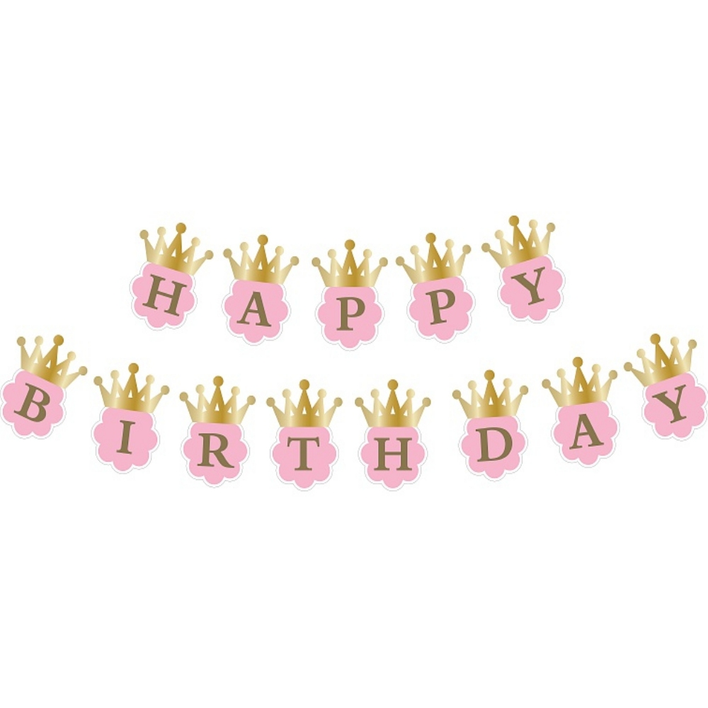 Funfiniti - Princess Crown Happy Birthday Banner