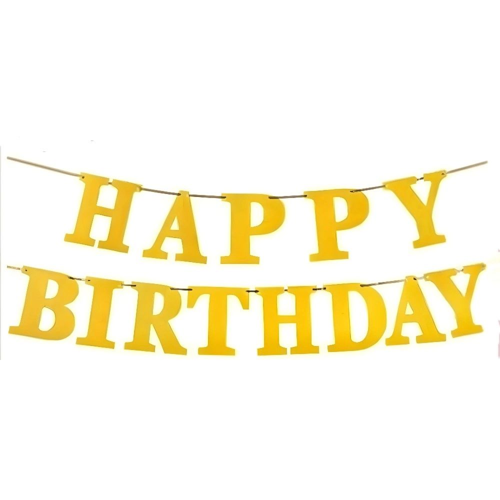 funfiniti - Happy Birthday Banner - Gold Glitter