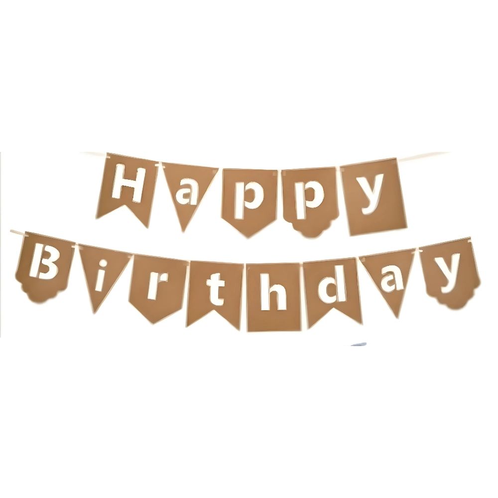 Funfiniti - Happy Birthday Cutout Letters Banner - Brown