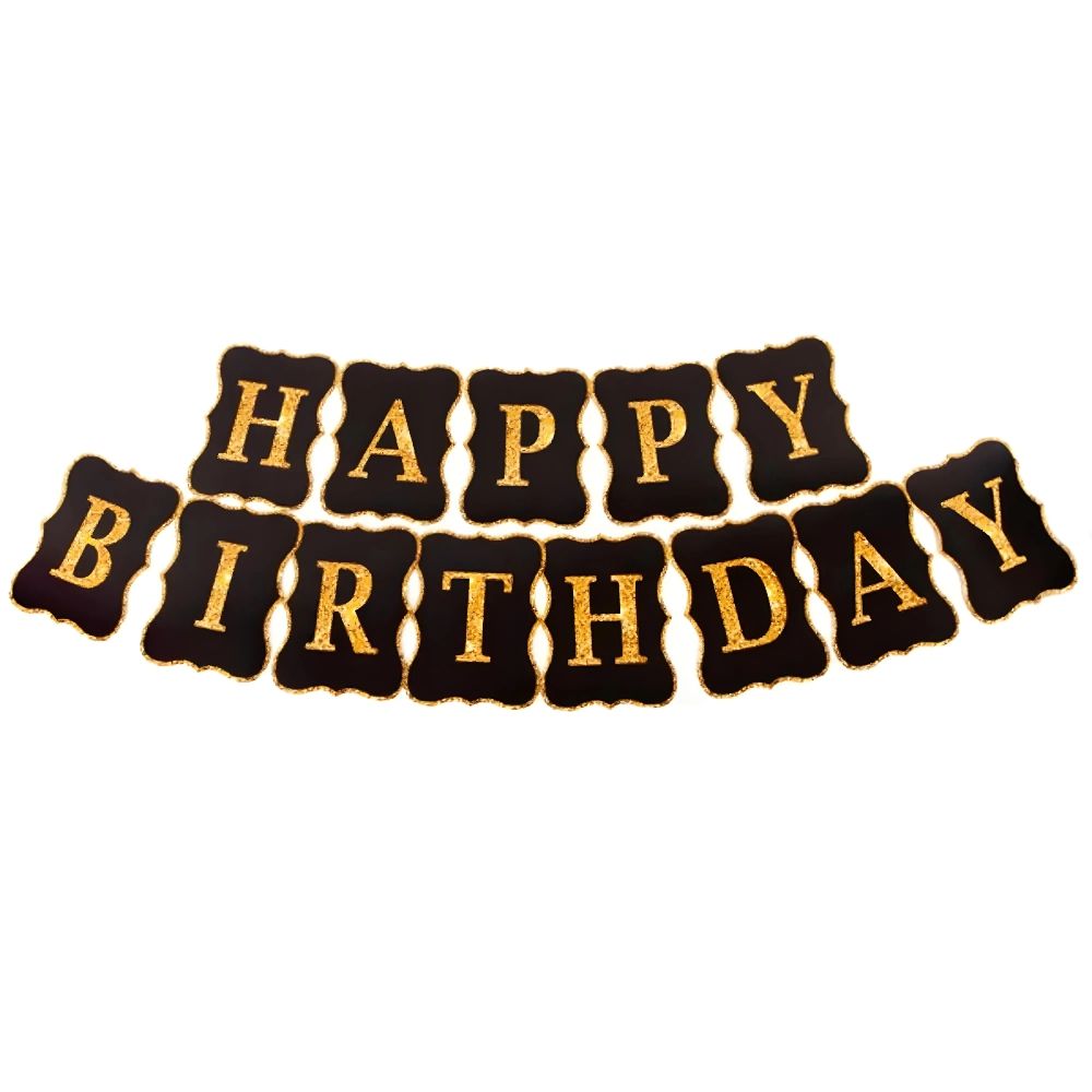 Funfiniti - Prince Happy Birthday Letter Banner - Black/Gold