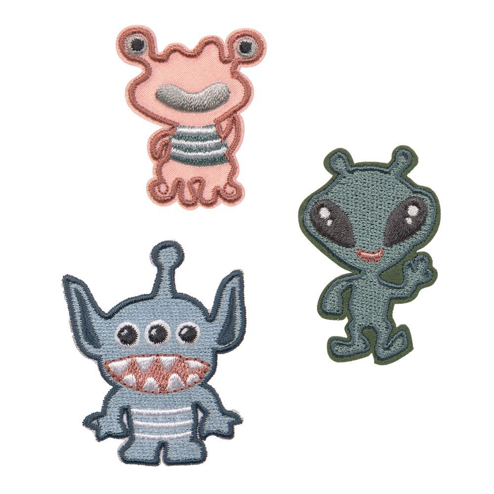 Lassig - Textile Woven Stick On Sticker - Monster - 3 Pcs