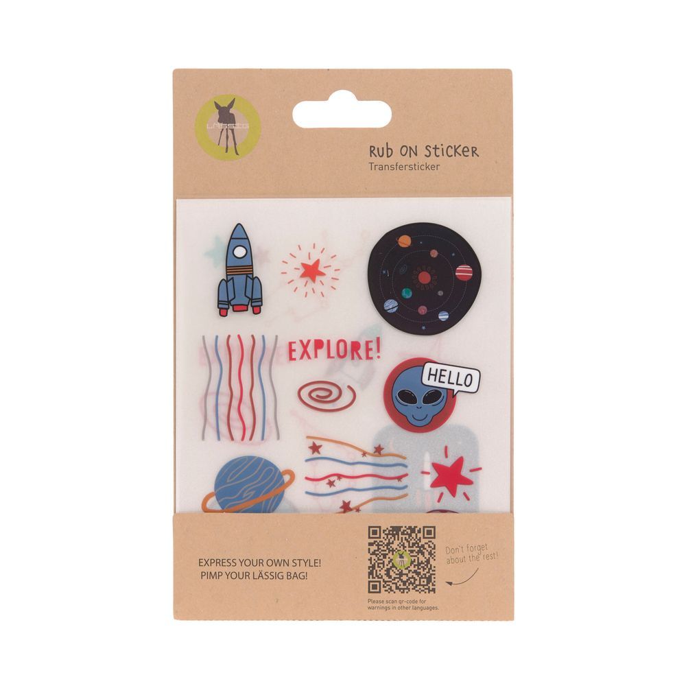 Lassig - Rub On Sticker Sheet - Space - Pack of 3