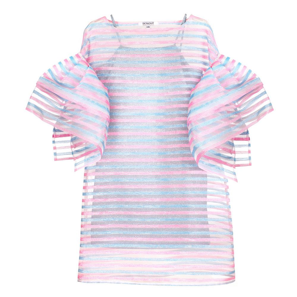 Unona - Art Cocktail Dress For Girls - Pink/Sky Blue