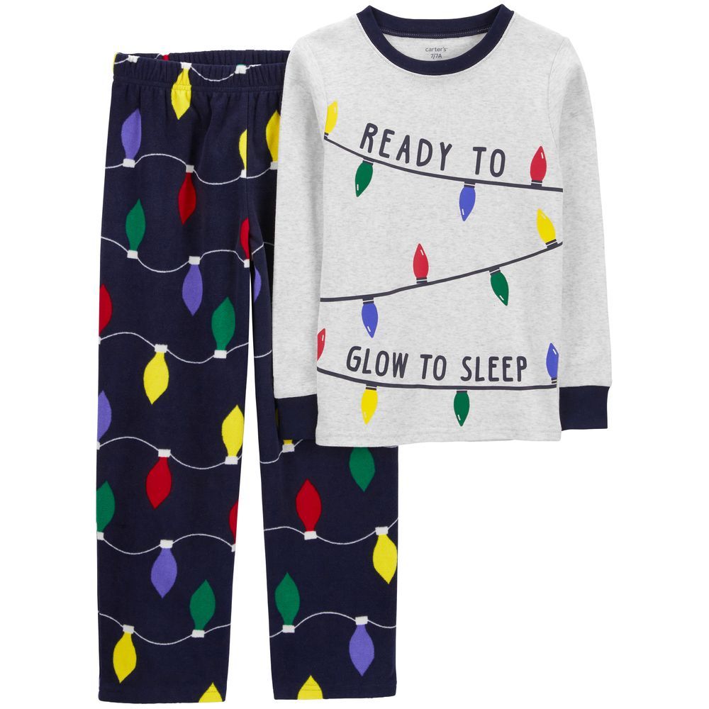 Carters - 2pc-Set - Christmas Lights Fleece Pyjama Suit - Black/Grey