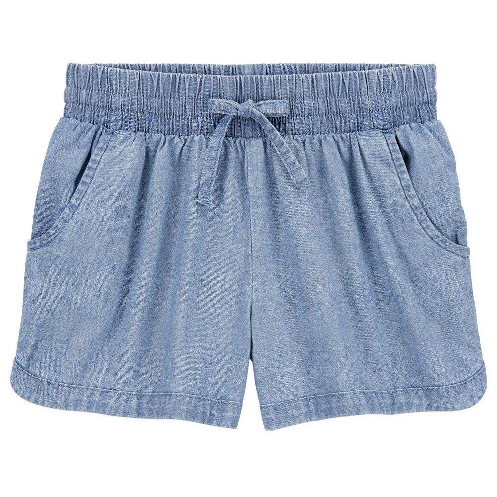 Carters - Girls Chambray Pull-On Shorts - Blue