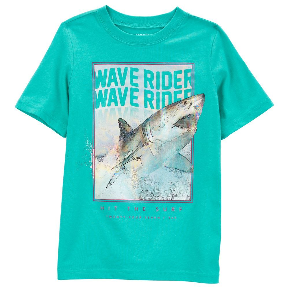 Carters - Boys Wave Rider Shark Jersey Tee - Blue