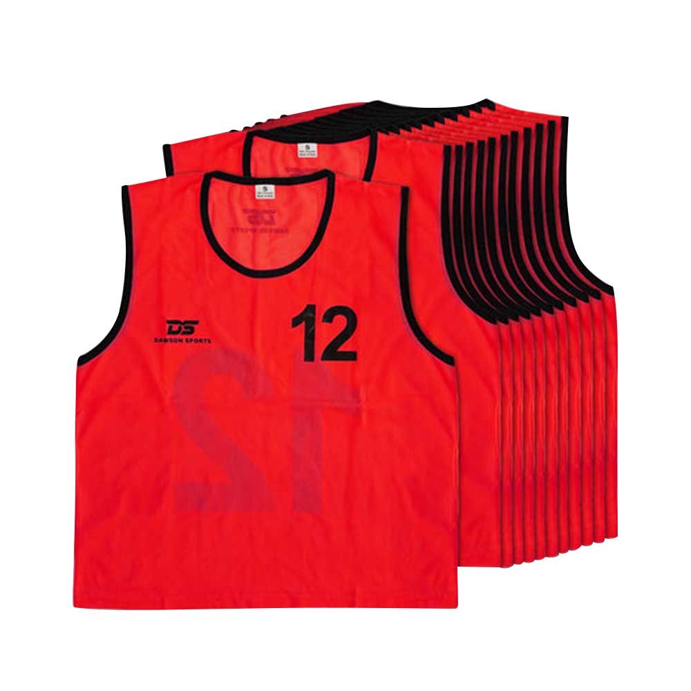 Dawson Sports - 12pc-Set - 1 To 12 Numbered Mesh Sport Bibs - Red