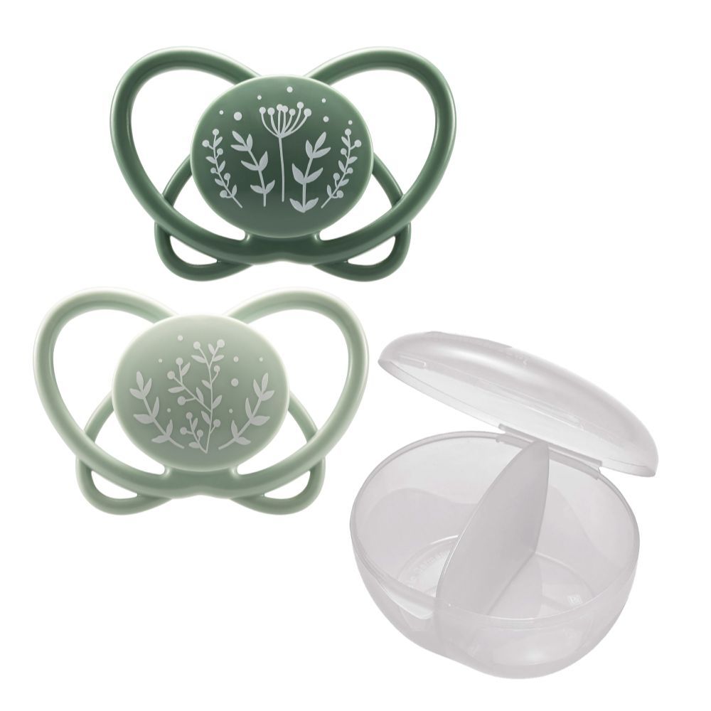 Nip - Butterfly Soother With Sterilizer Box 0-6M - Green - 2 pcs