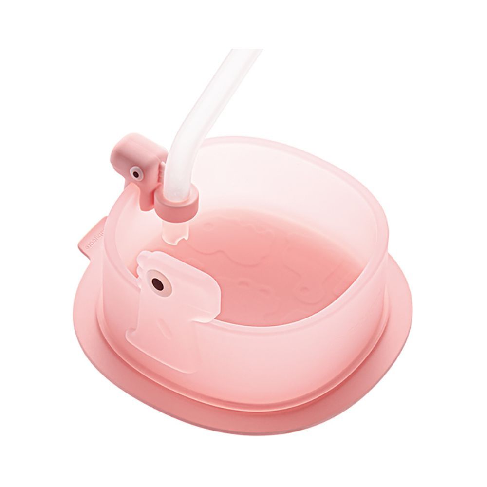 Babycare - Silicone Suction Plate With Straw - Pink