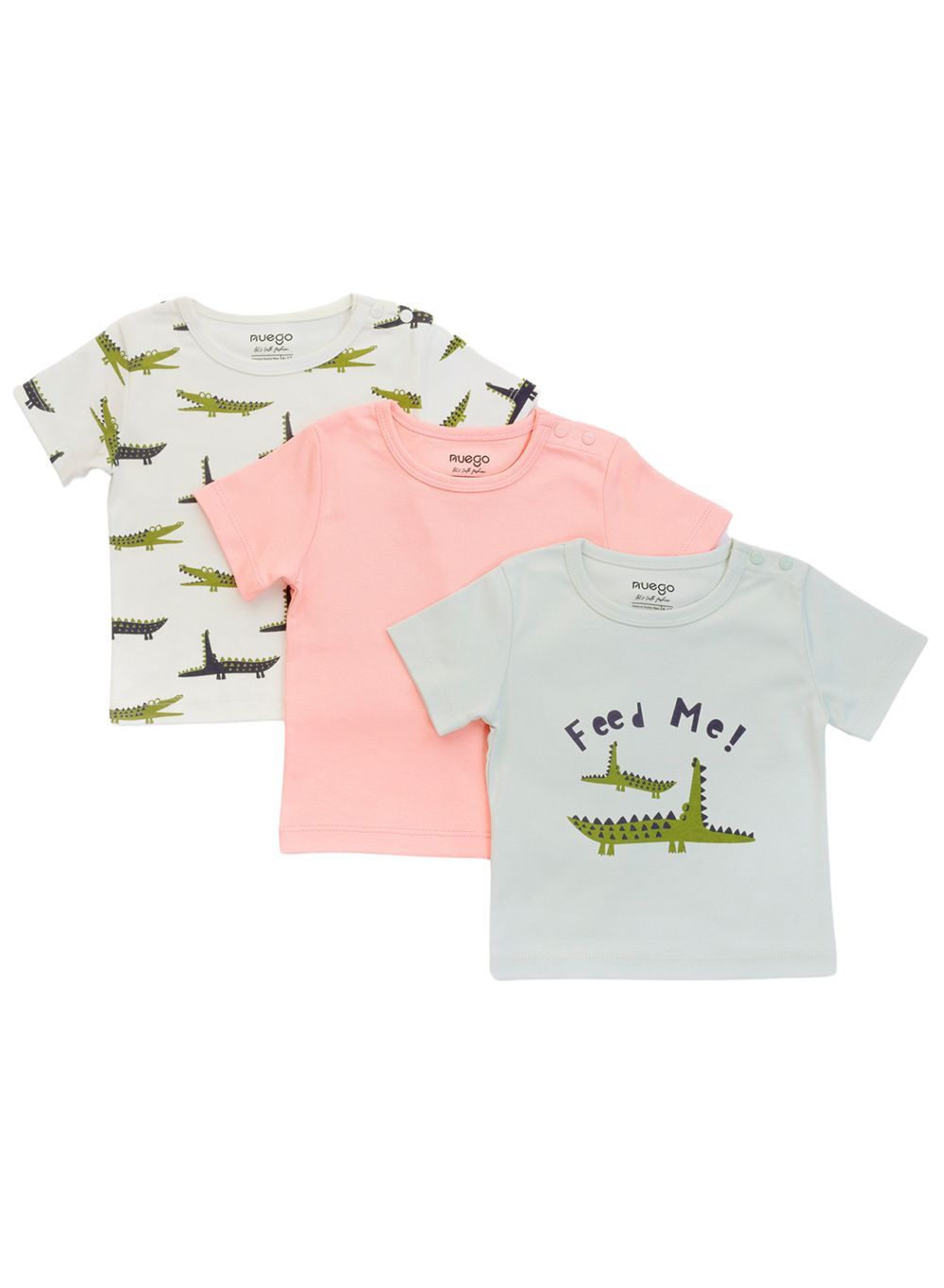 Nuego - T-Shirt For Baby Boy/Toddler - 3pc Set - Pink, White & Green