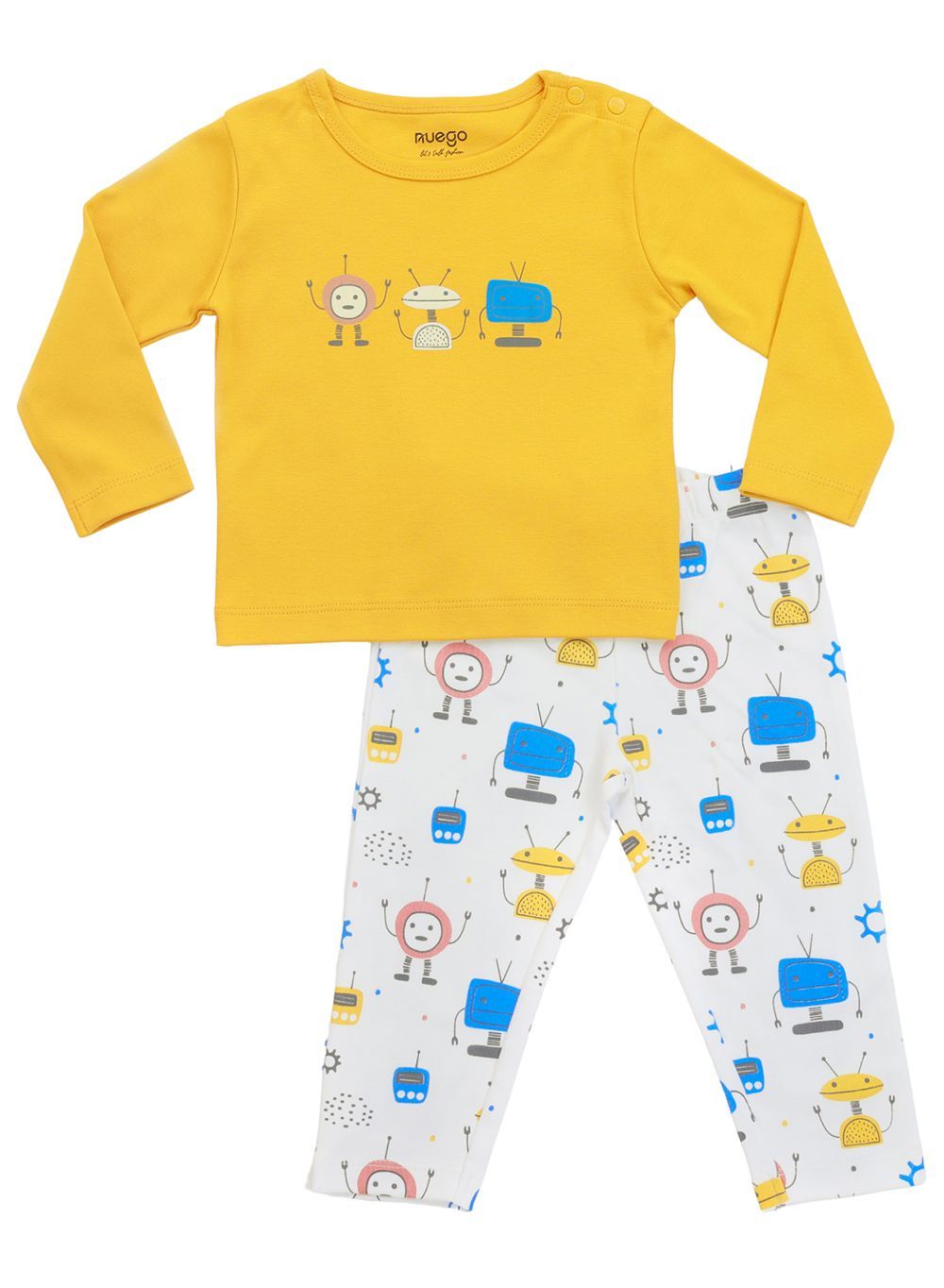 Nuego - 2pc-Set - Baby Boy T-Shirt And Pyjamas - Yellow/White