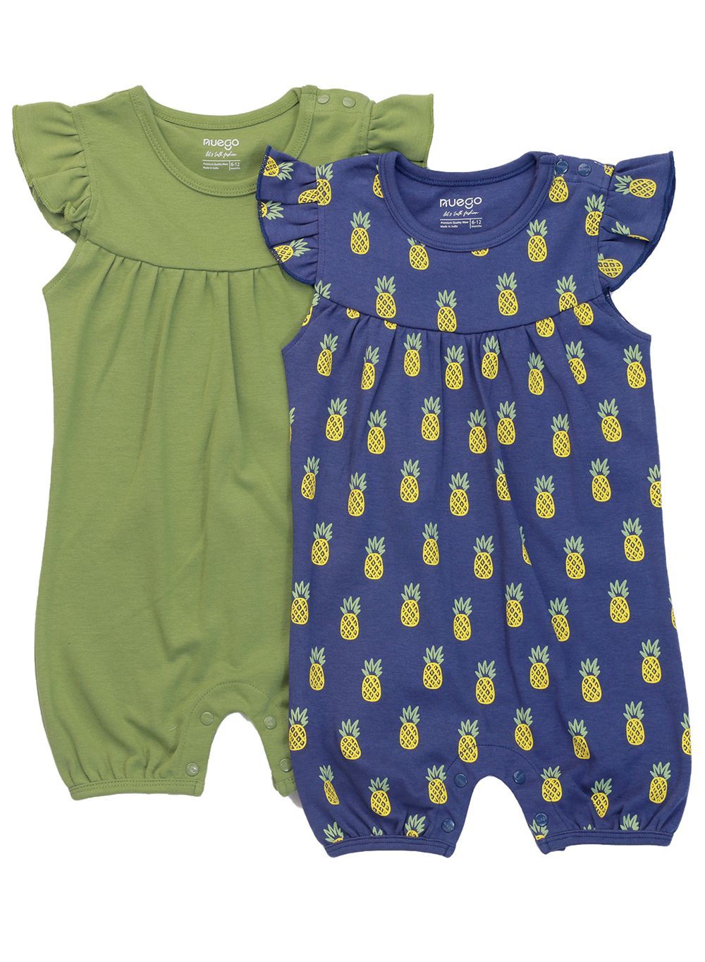 Nuego - 2pc-Set - Baby Girl Rompers - Green/Blue