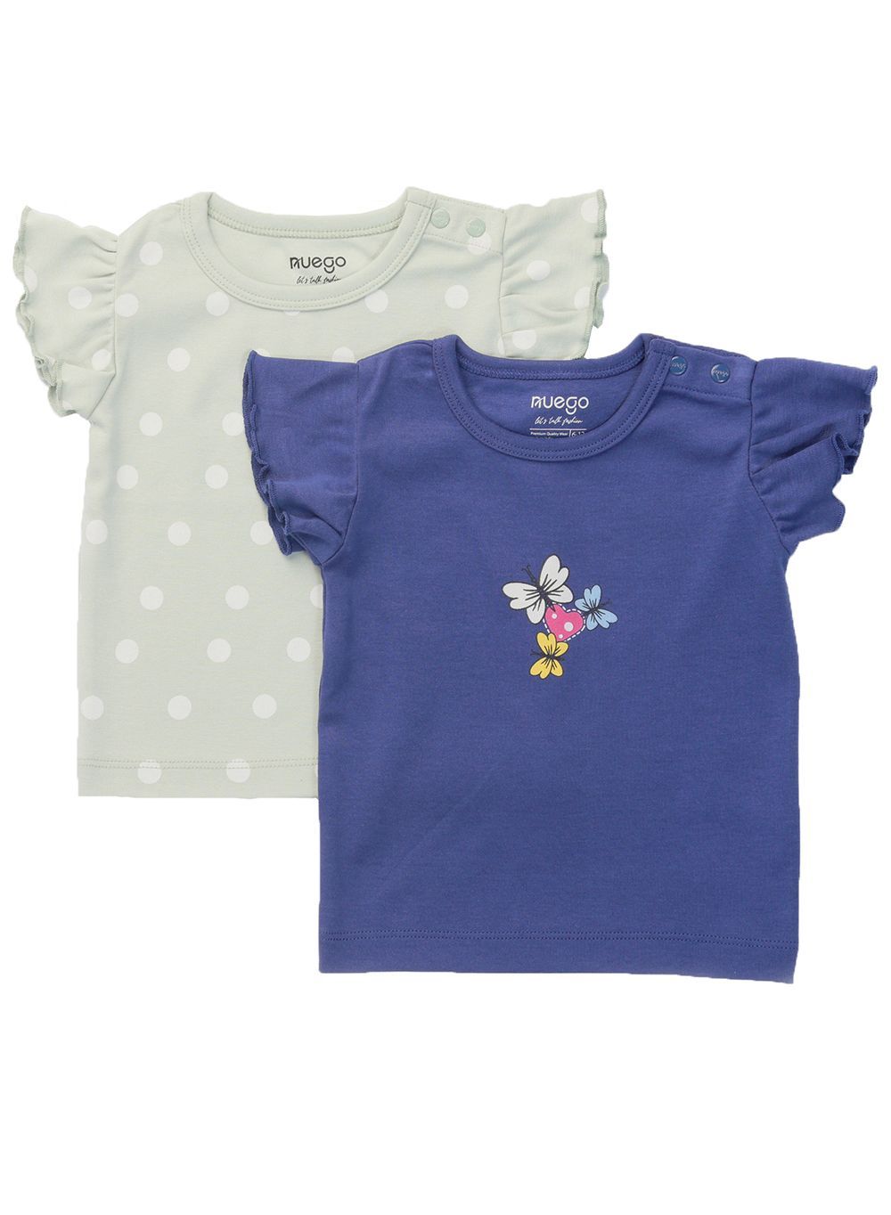 Nuego - 2pc-Set - Baby Girl Short Sleeve T-Shirt - Green/Blue