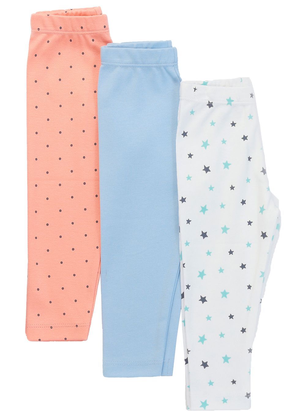 Nuego - 3pc-Set - Baby Girls Cotton Leggings - Blue/White/Pink