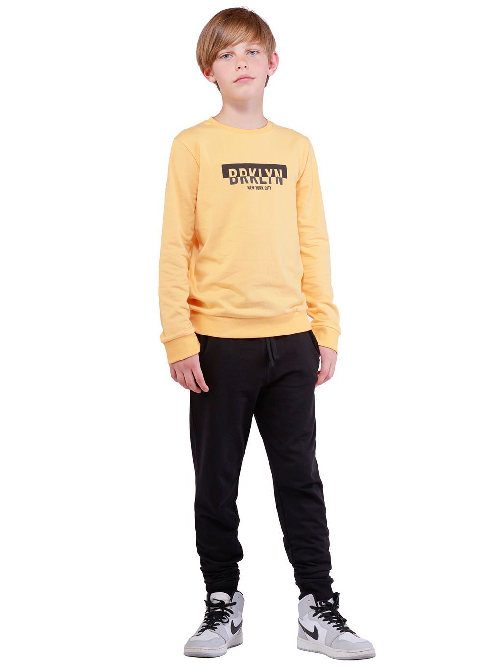 Nuego - 2pc-Set - Brooklyn Printed Sweatshirt And Joggers - Yellow/Black