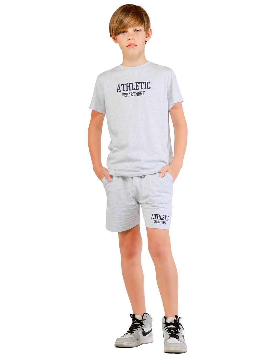 Nuego - Printed Boys Cotton T-Shirt & Short - Grey