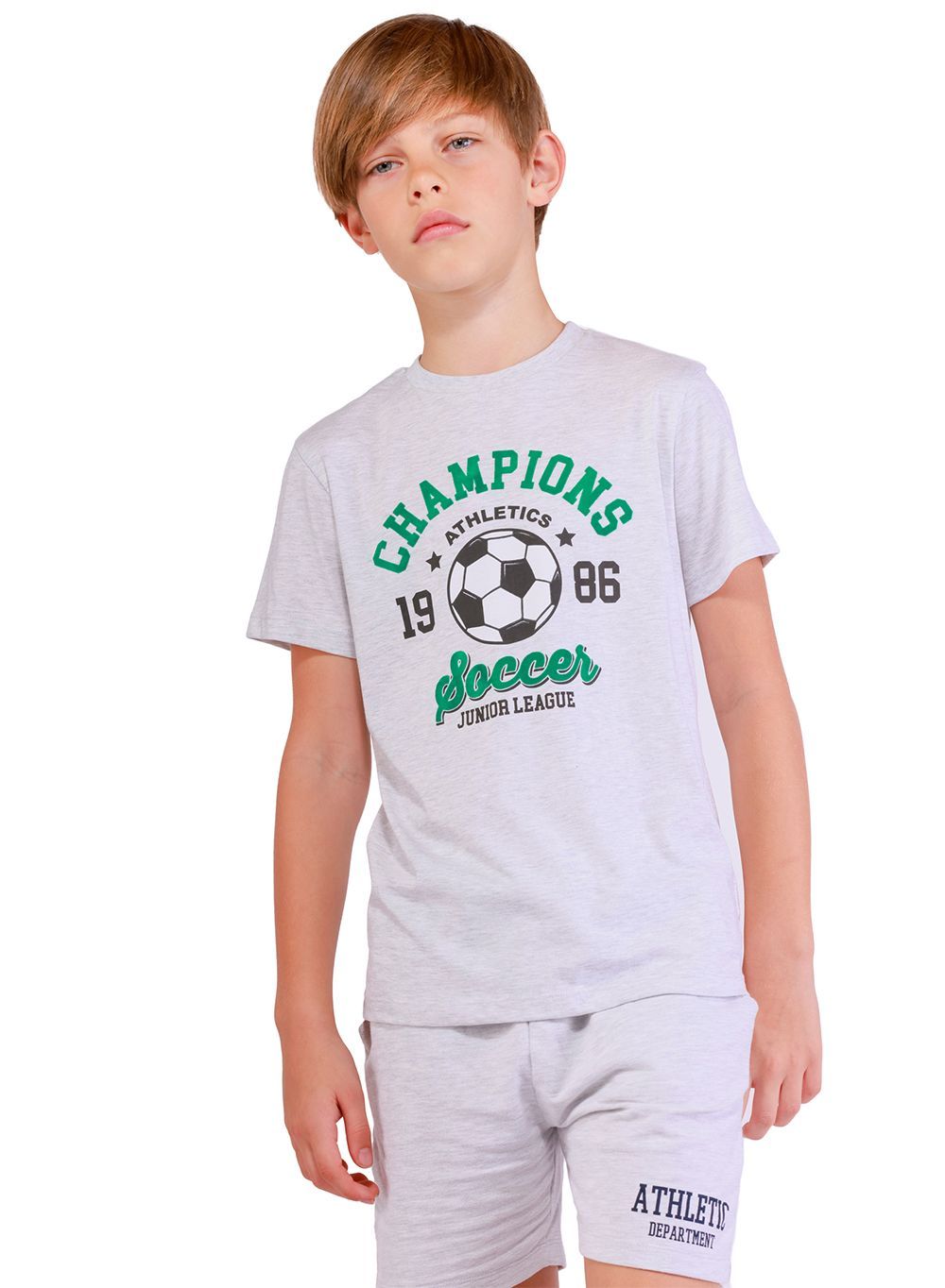 Nuego - Soccer Champions Printed Cotton T-Shirt - Grey