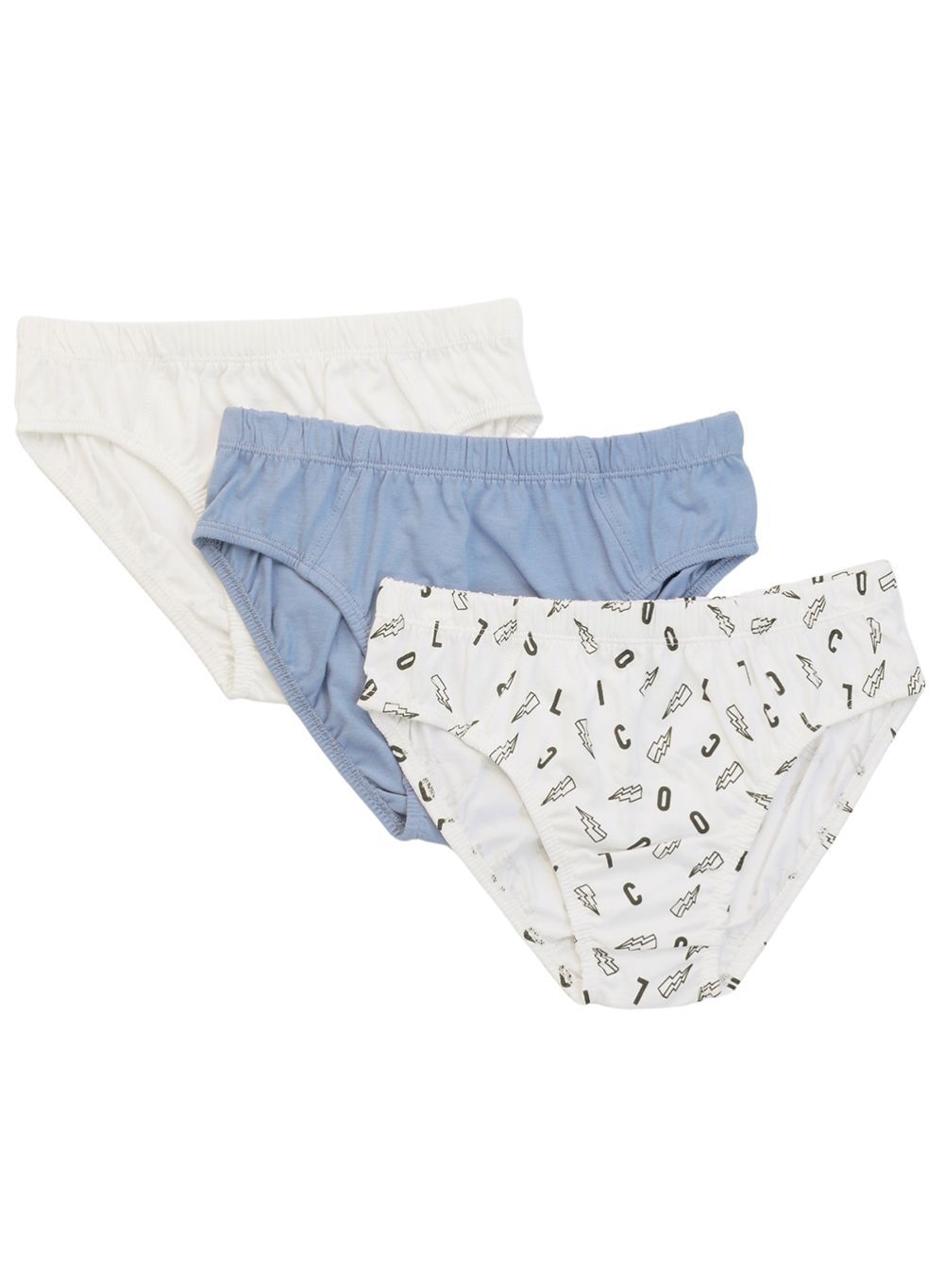 Nuego - Boys Cotton Underwear Pack Of 3 - Blue, White & Grey