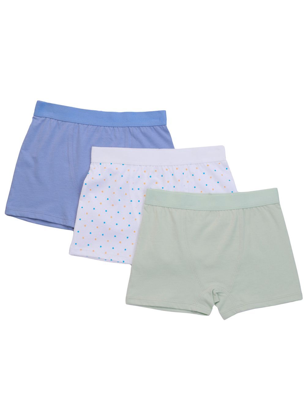 Nuego - Boys Cotton Boxers Pack Of 3 - Blue, White & Green