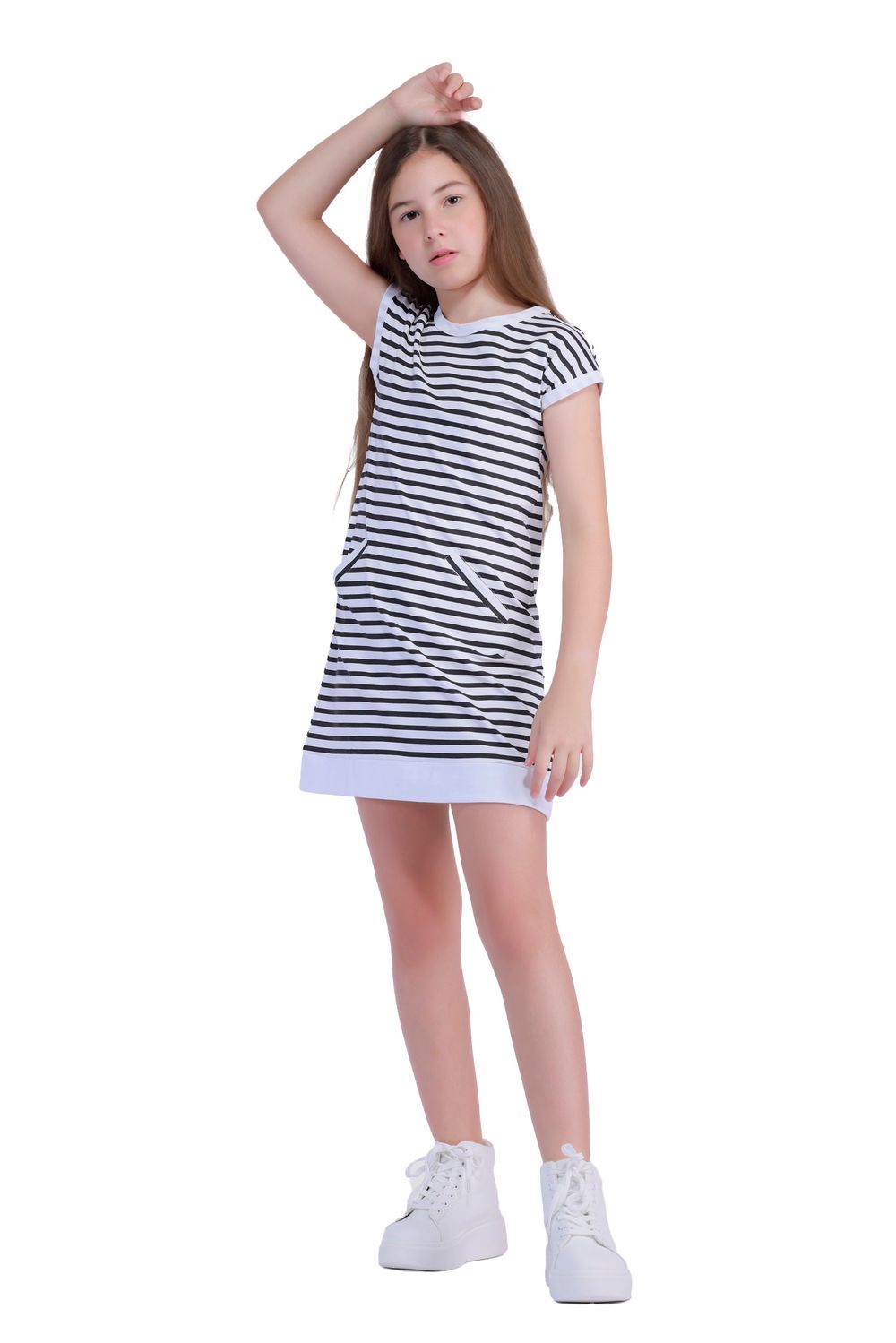 Nuego - Knit Midi Dresses for Kids - White & Black