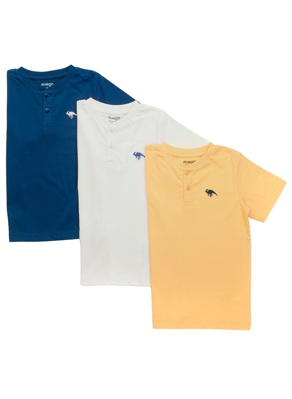 Nuego - 3pc-Set - Boys Henly T-Shirt - Yellow/White/Blue