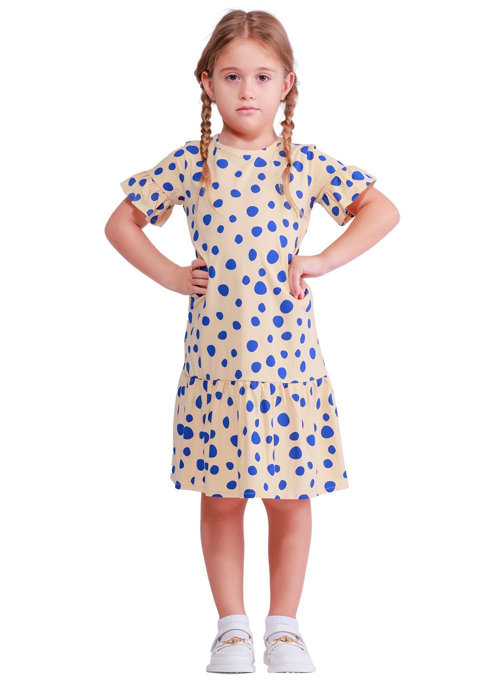 Nuego - Girl's Polka Dot Midi Dress - Brown