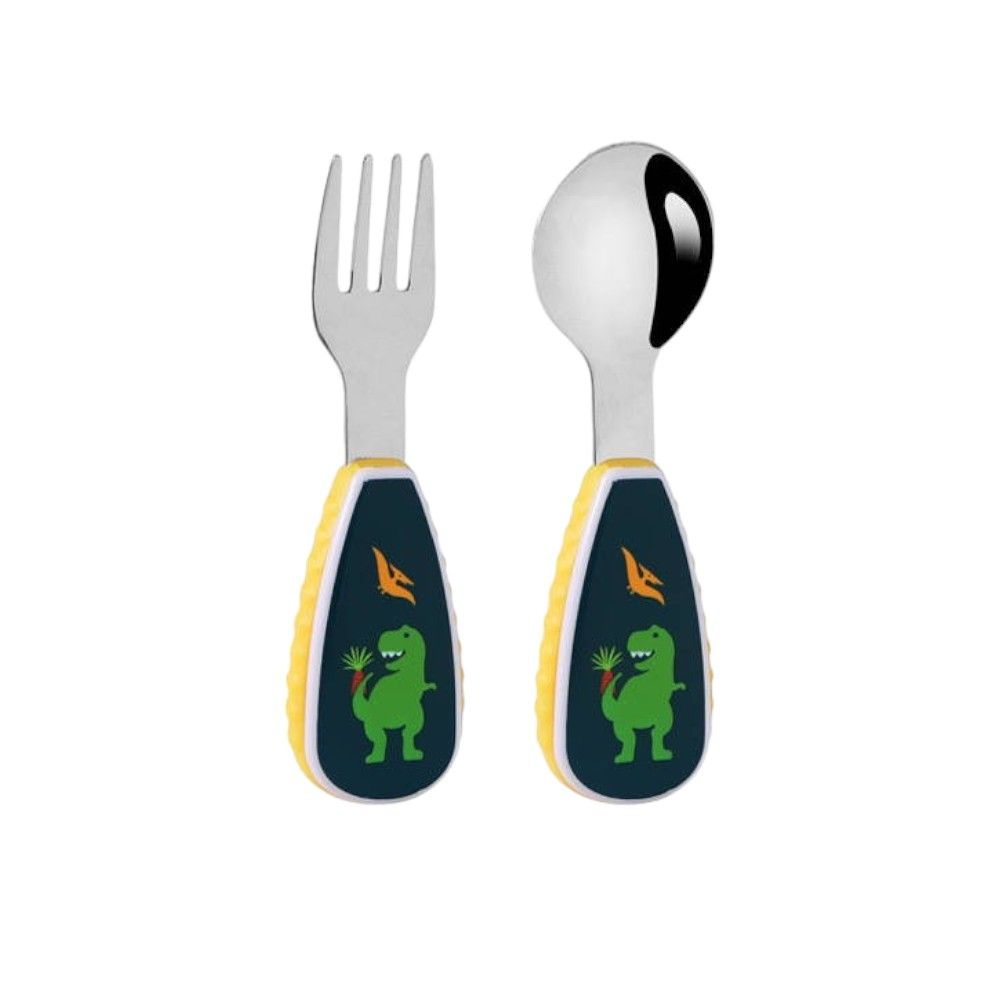 Doodle Kiddo - Kids Cutlery Set With Case - Dinosaur - 2pcs