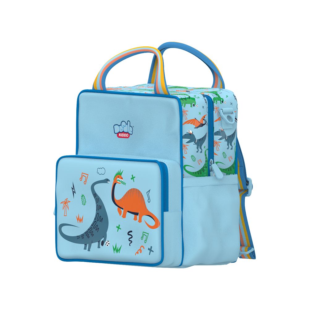 Doodle Kiddo - 2-in-1 Dinosaur Backpack Lunch Bag - Blue