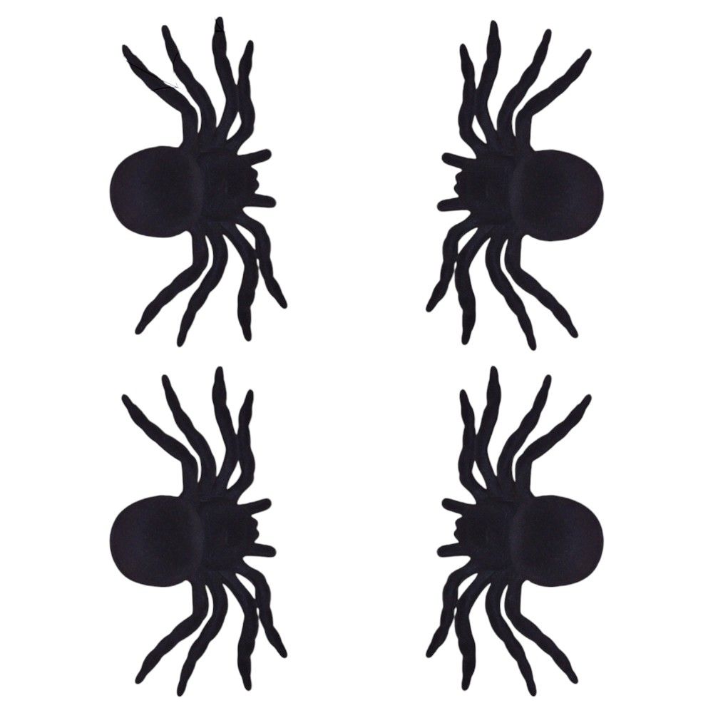 Doodle Kiddo - Realistic Fake Spider - Black - Pack of 4