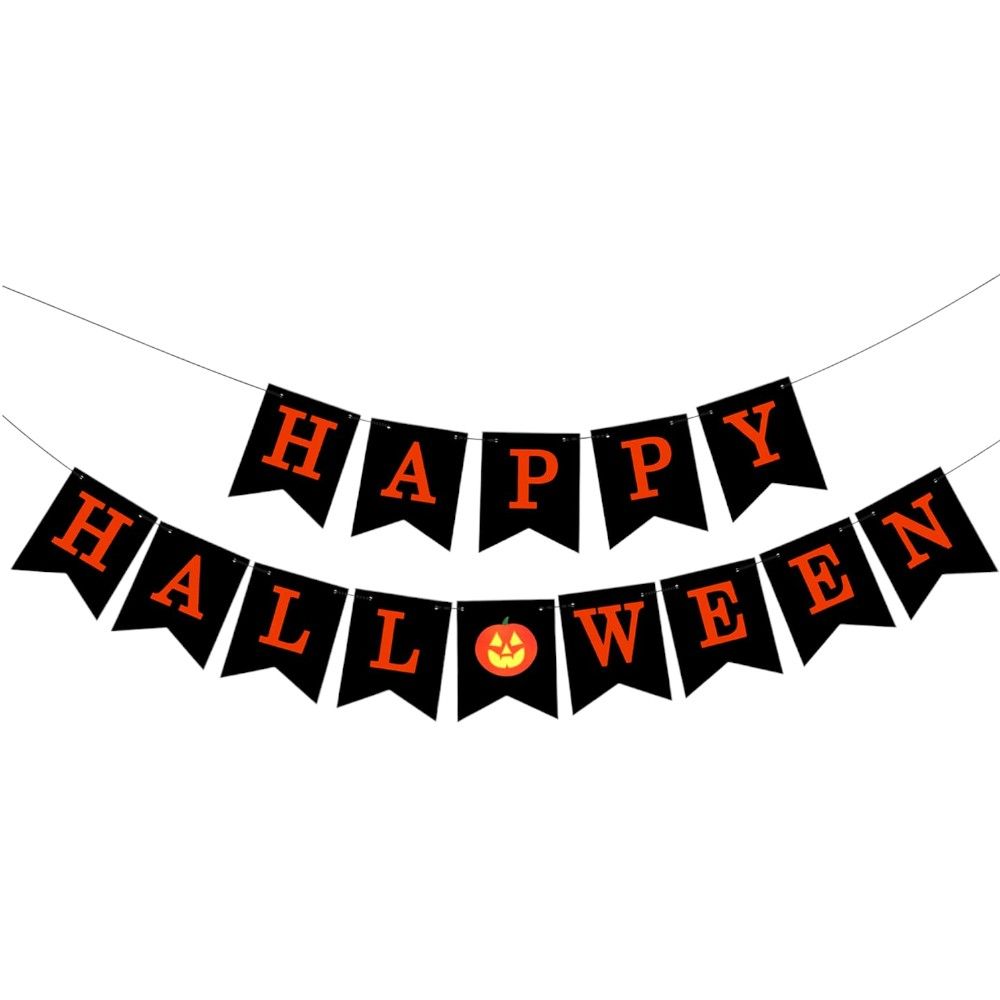 Doodle Kiddo - Happy Halloween Banner - Black/Orange