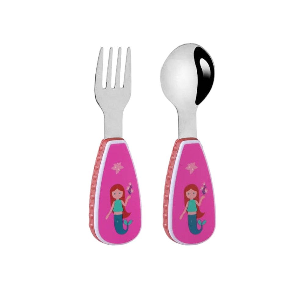 Doodle Kiddo - Kids Cutlery Set With Case - Mermaid - 2pcs