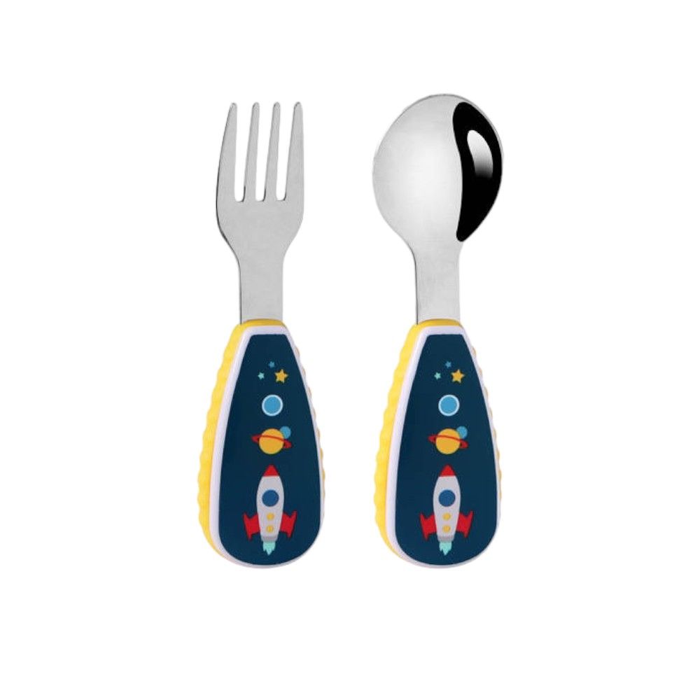 Doodle Kiddo - Kids Cutlery Set With Case - Space - 2pcs