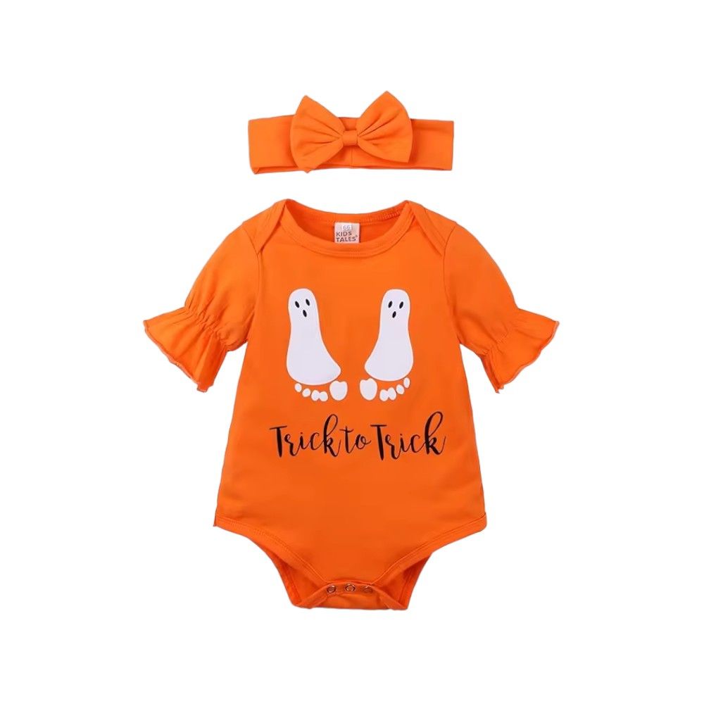 Doodle Kiddo - 2pc-Set - Baby's First Halloween Outfit - Orange