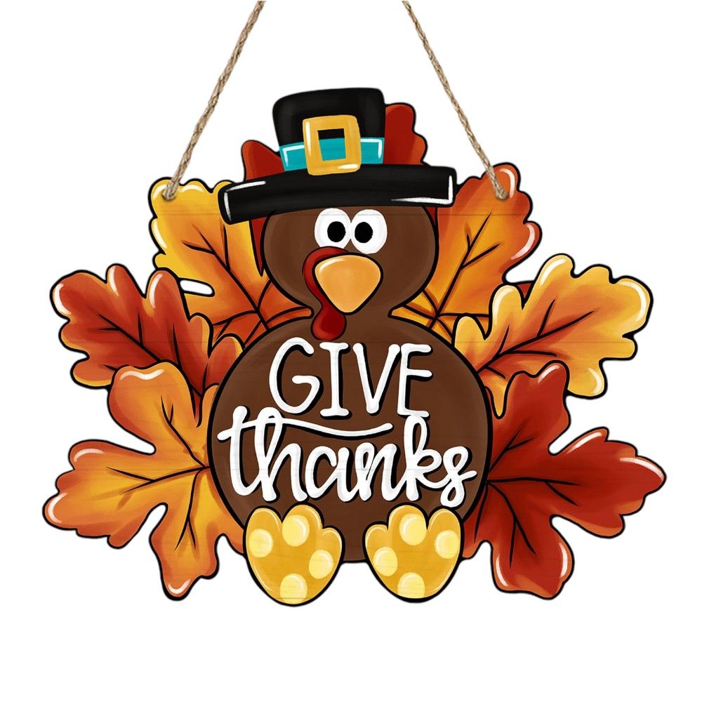 Doodle Kiddo - Thanks Giving Turkey Door Sign Decoration - 11-Inch