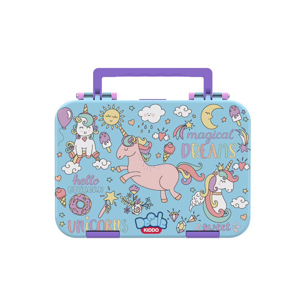 Doodle Kiddo - Unicorn 4 Compartment Bento Lunch Box - Blue