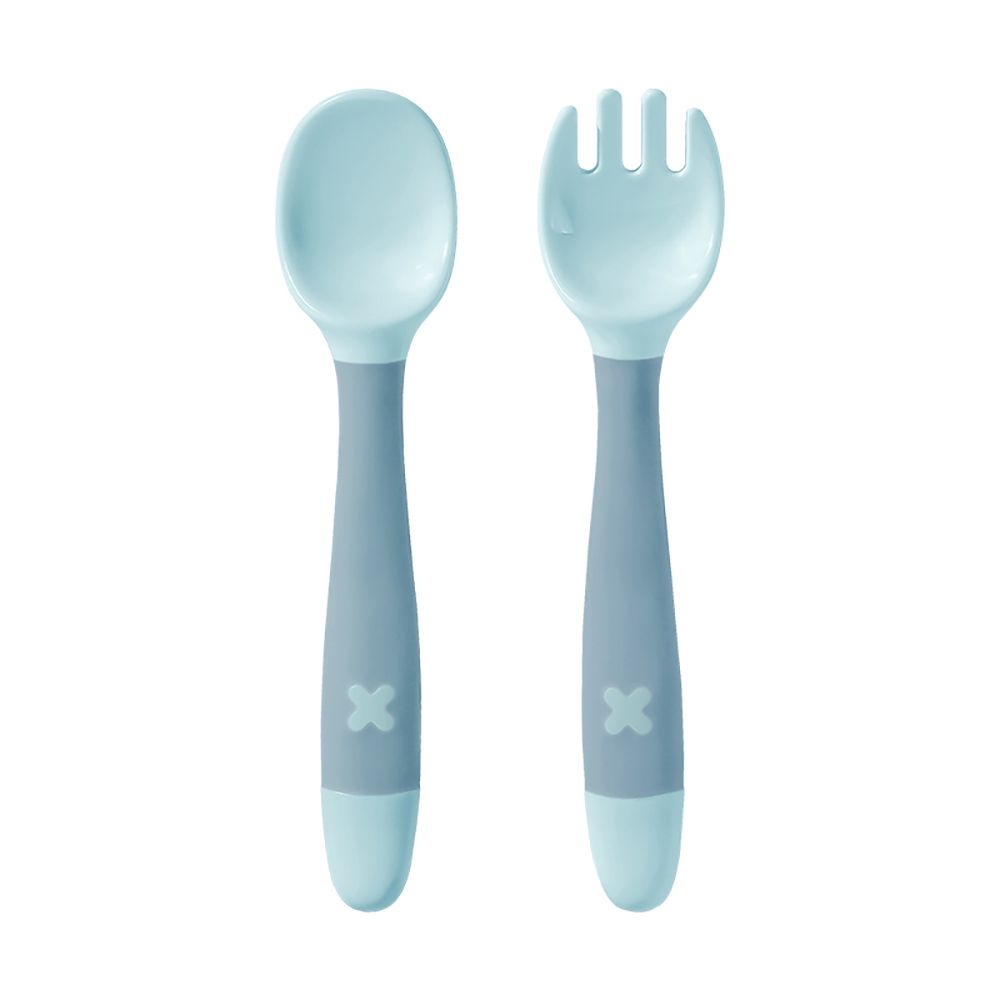 Babycare - Feeding Spoon And Fork Set - Cloud Blue - 2 Pcs