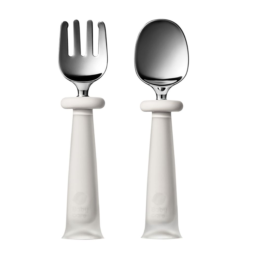 Babycare - Spoon & Fork Set -  Aqaba White