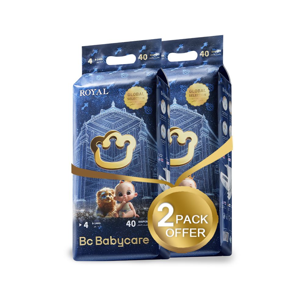 Babycare - Royal Baby Diapers - Size 4 - 9-14 Kg - Pack of 2 - 80 Pcs